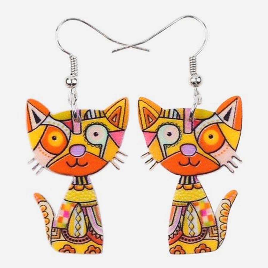 Boucles d'oreilles chat en acrylique - Le Petit Fermier