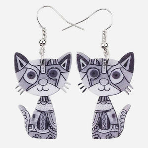 Boucles d'oreilles chat en acrylique - Le Petit Fermier
