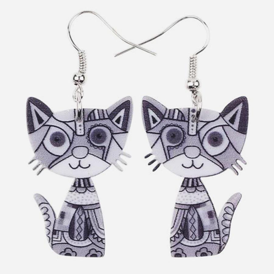 Boucles d'oreilles chat en acrylique - Le Petit Fermier