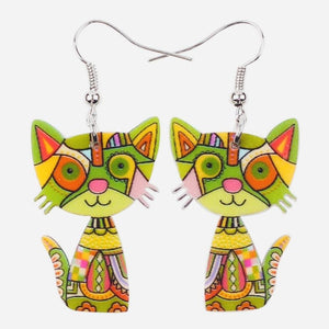 Boucles d'oreilles chat en acrylique - Le Petit Fermier