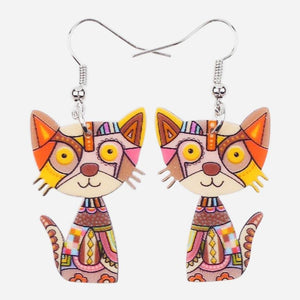 Boucles d'oreilles chat en acrylique - Le Petit Fermier