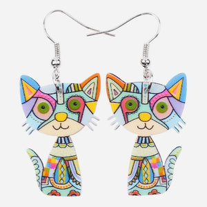 Boucles d'oreilles chat en acrylique - Le Petit Fermier