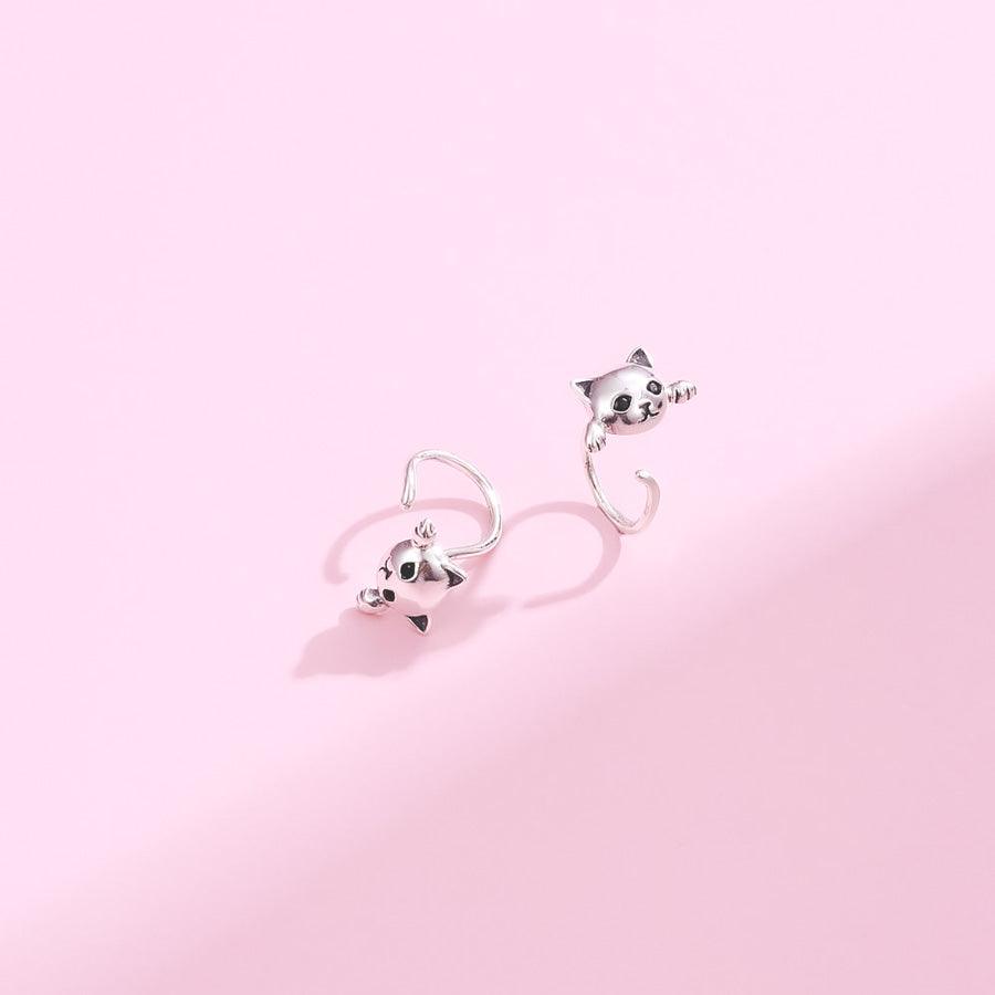 Boucles d'oreilles chat fille en argent - Le Petit Fermier