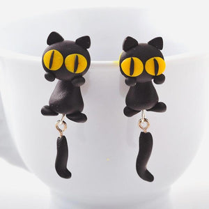 Boucles d'oreilles chat noir - Le Petit Fermier