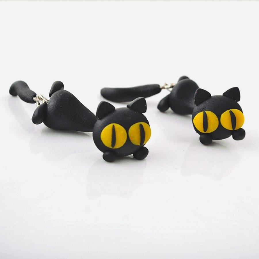 Boucles d'oreilles chat noir - Le Petit Fermier