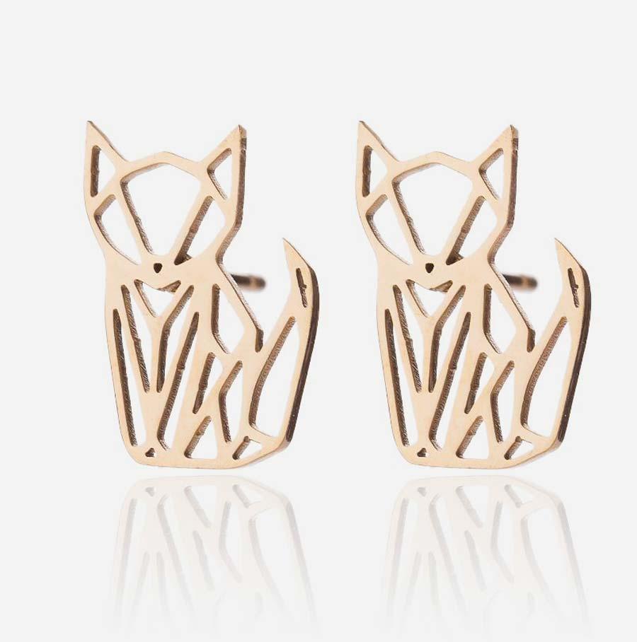 Boucles d'oreilles chat origami - Le Petit Fermier