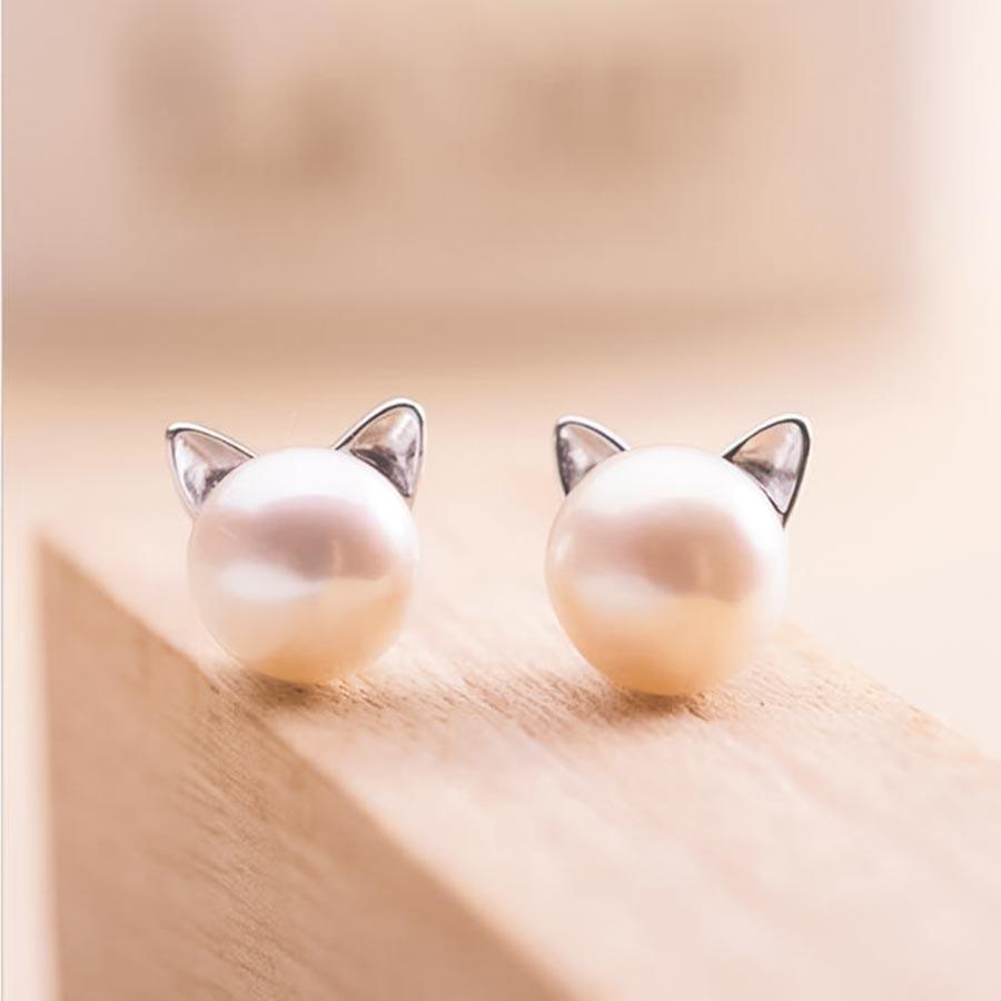 Boucles d'oreilles chat perle - Le Petit Fermier