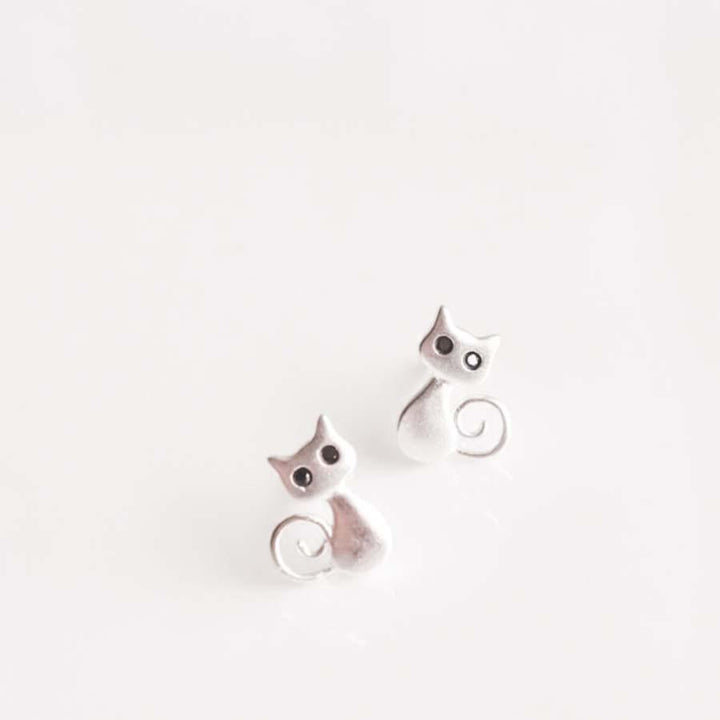 Boucles d'oreilles chaton en argent - Le Petit Fermier