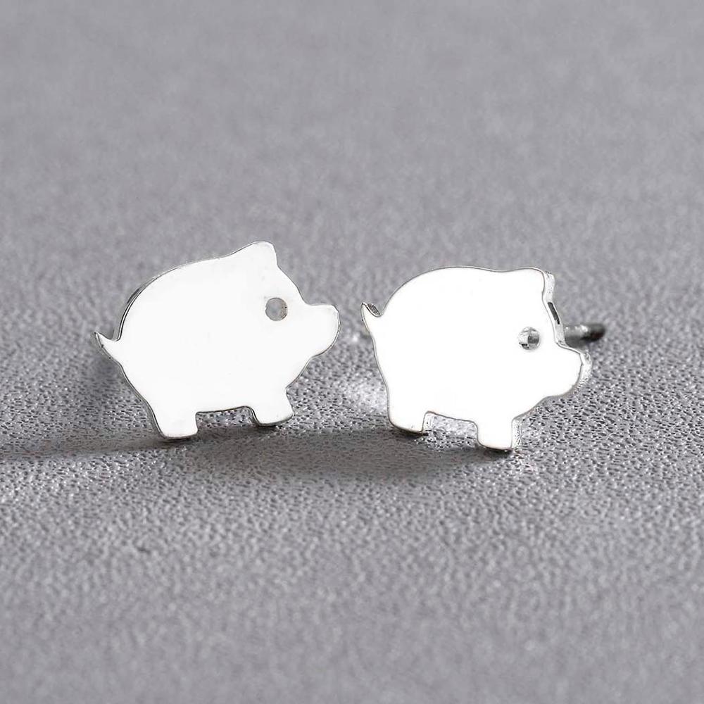Boucles d'oreilles cochon argentées - Le Petit Fermier