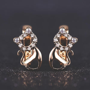 Boucles d'oreilles petit chat rose gold - Le Petit Fermier