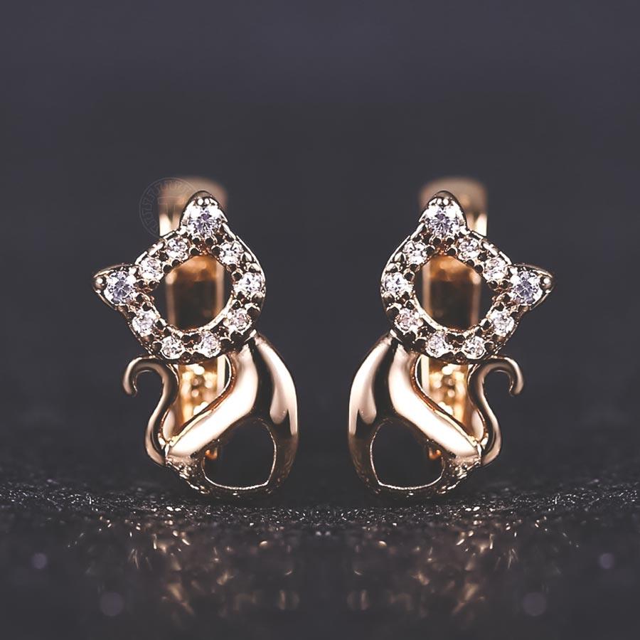 Boucles d'oreilles petit chat rose gold - Le Petit Fermier