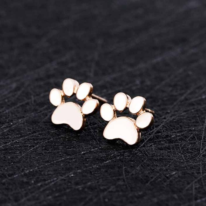 Boucles d'oreilles rose gold pattes de chien - Le Petit Fermier