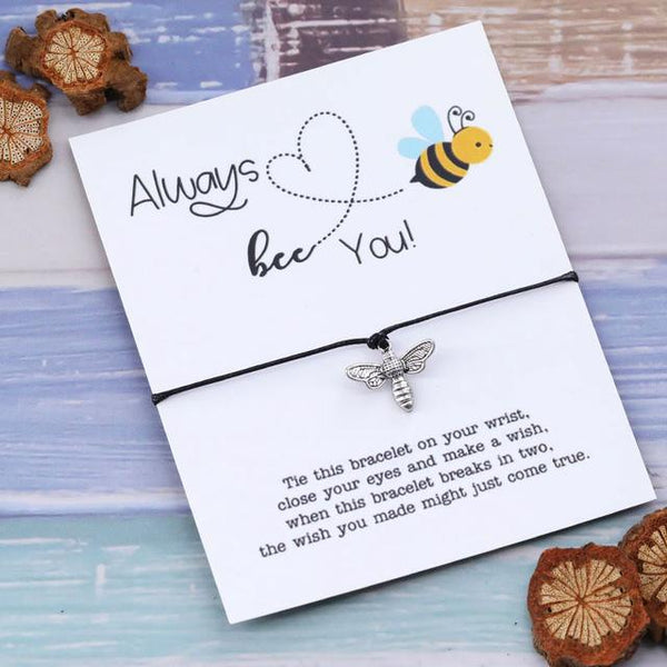 Bracelet à vœux abeille Always Bee You noir - Le Petit Fermier