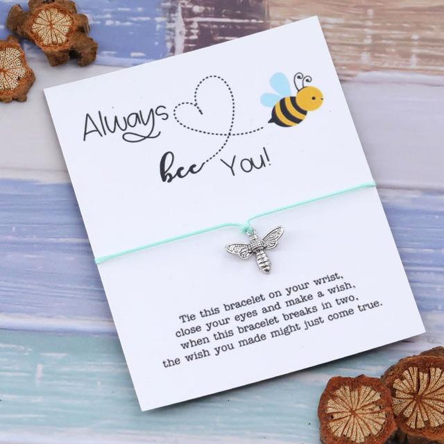 Bracelet à voeux abeille Always Bee You turquoise - Le Petit Fermier