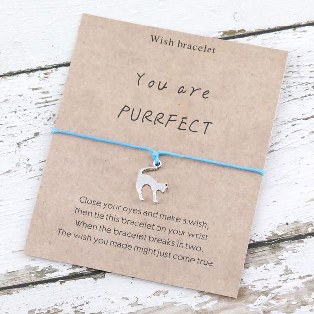 Bracelet à vœux chat You are PURRFECT bleu - Le Petit Fermier