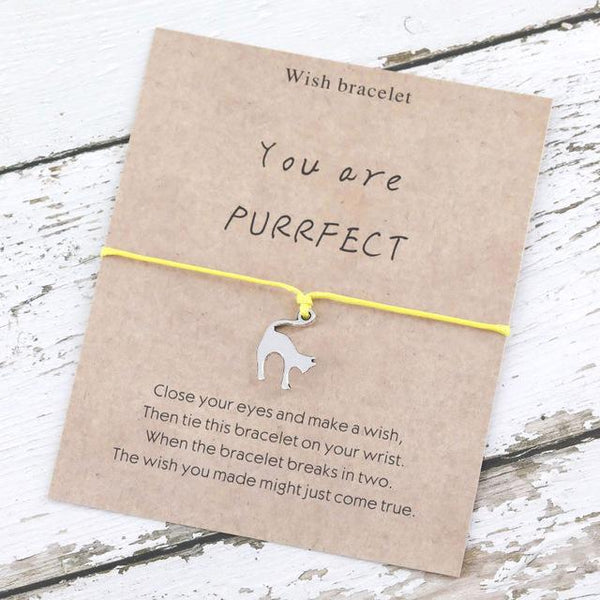 Bracelet à vœux chat You are PURRFECT jaune - Le Petit Fermier