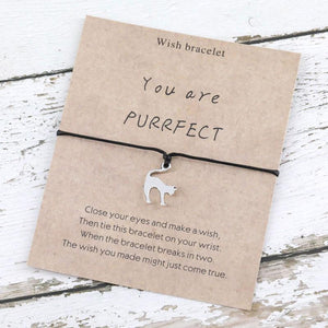 Bracelet à vœux chat You are PURRFECT noir - Le Petit Fermier