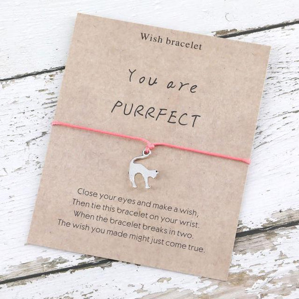 Bracelet à vœux chat You are PURRFECT rose - Le Petit Fermier