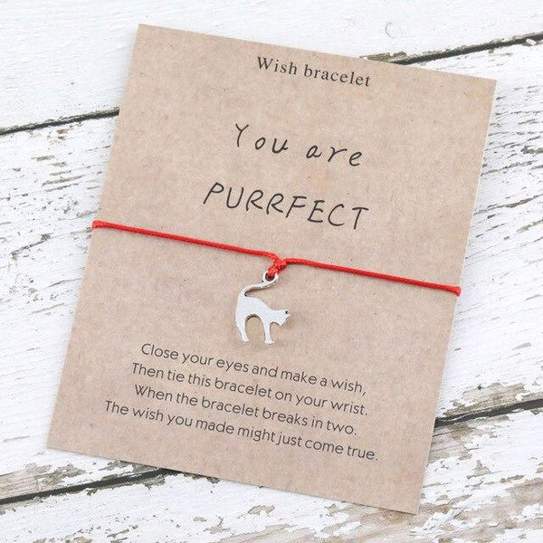 Bracelet à vœux chat You are PURRFECT rouge - Le Petit Fermier