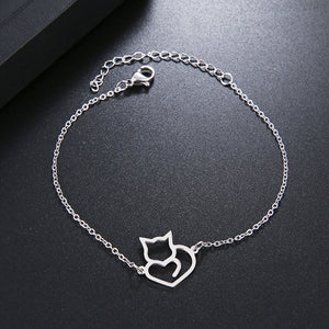 Bracelet chaton coeur argenté - Le Petit Fermier