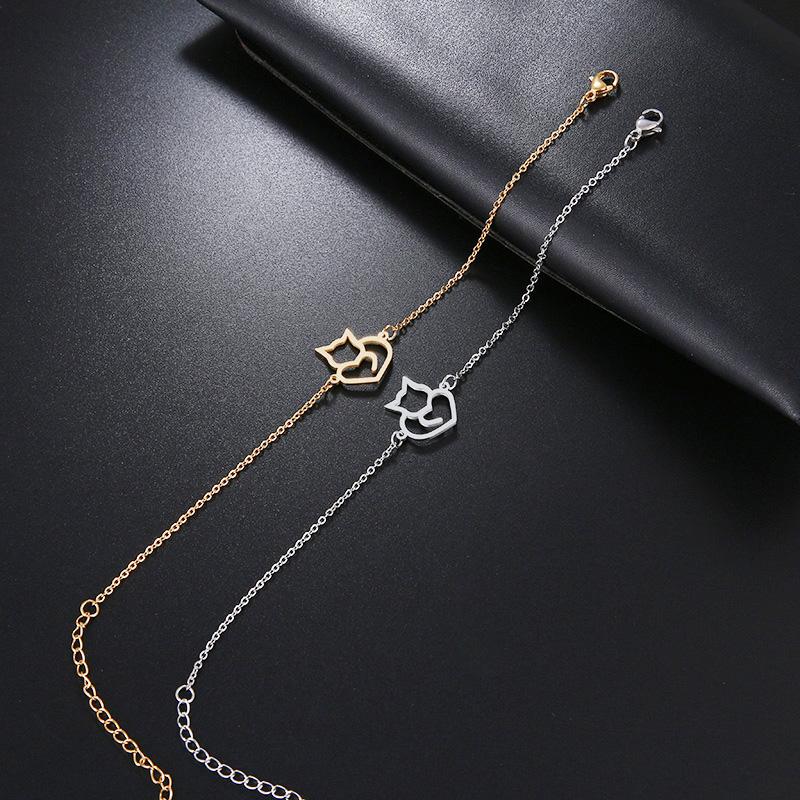 Bracelet chaton coeur argenté - Le Petit Fermier