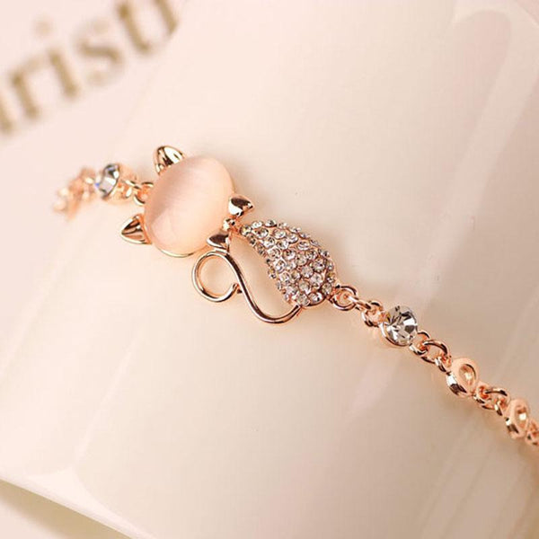 Bracelet cristal chat rose gold - Le Petit Fermier
