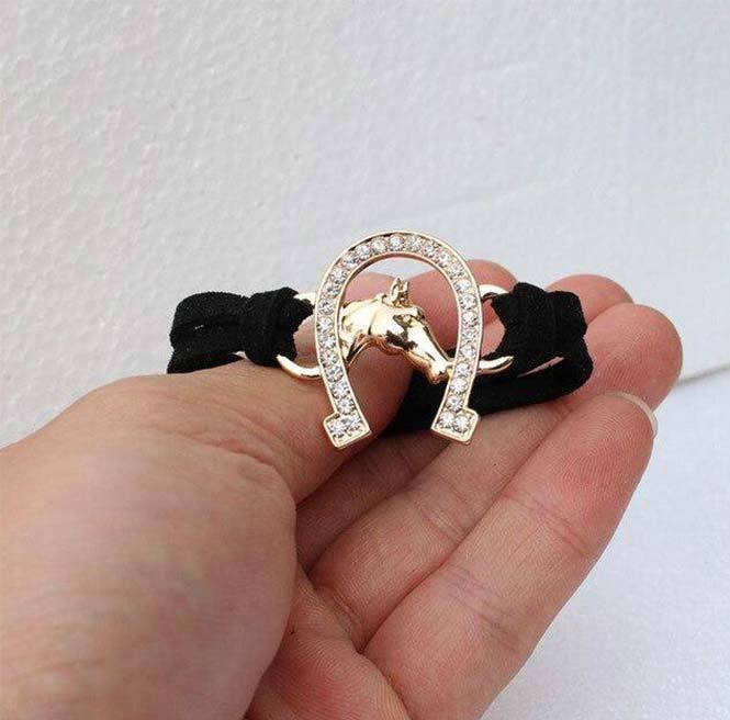 Bracelet noir fer à cheval doré - Le Petit Fermier
