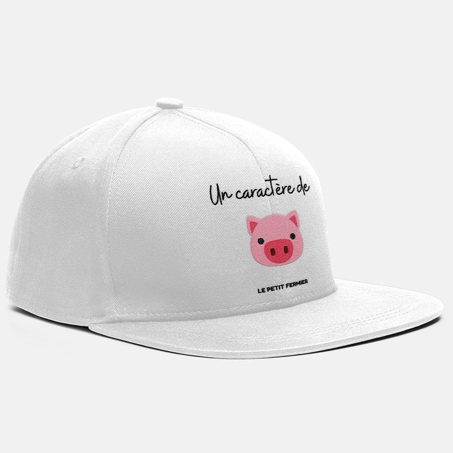 Casquette blanche un caractère de cochon - Le Petit Fermier