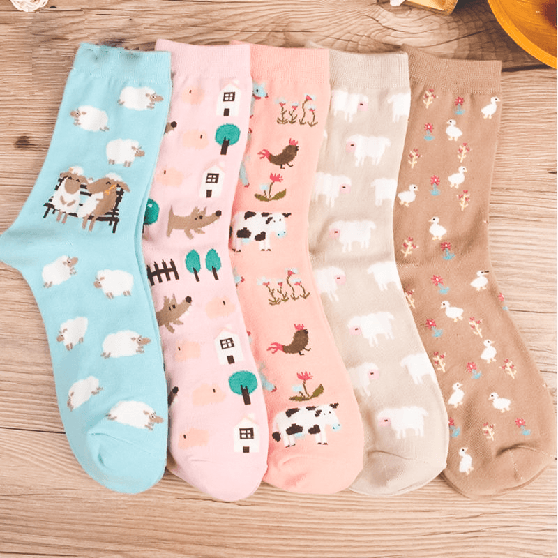 Chaussettes roses animaux de la ferme - Le Petit Fermier