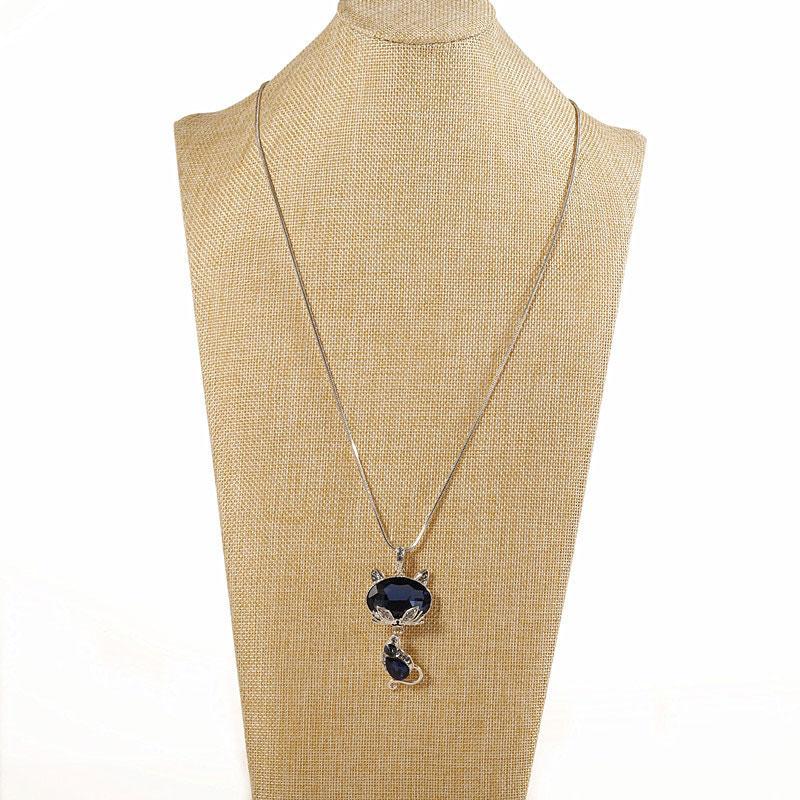 Collier chat en cristal bleu - Le Petit Fermier