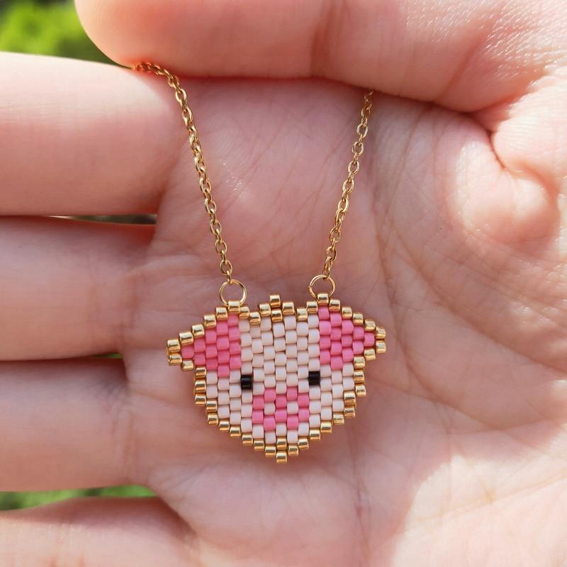 Collier cochon en petites perles - Le Petit Fermier