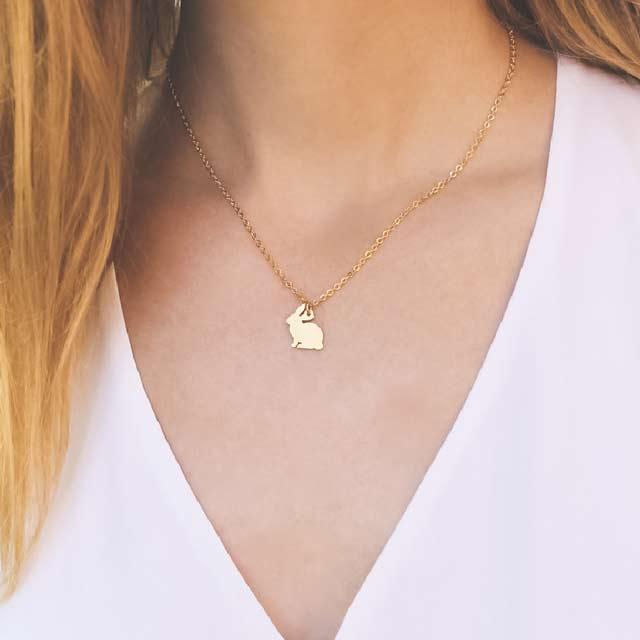 Collier minimaliste lapin doré - Le Petit Fermier