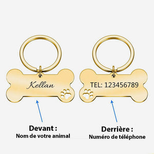 Collier personnalisable os doré pour chien - Le Petit Fermier