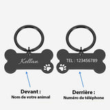 Collier personnalisable os noir pour chien - Le Petit Fermier