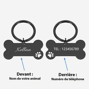 Collier personnalisable os noir pour chien - Le Petit Fermier