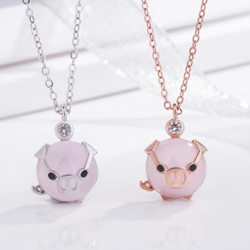 Collier rose gold cochon petit cristal - Le Petit Fermier