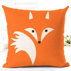 Housse de coussin en lin tête de renard roux - Le Petit Fermier