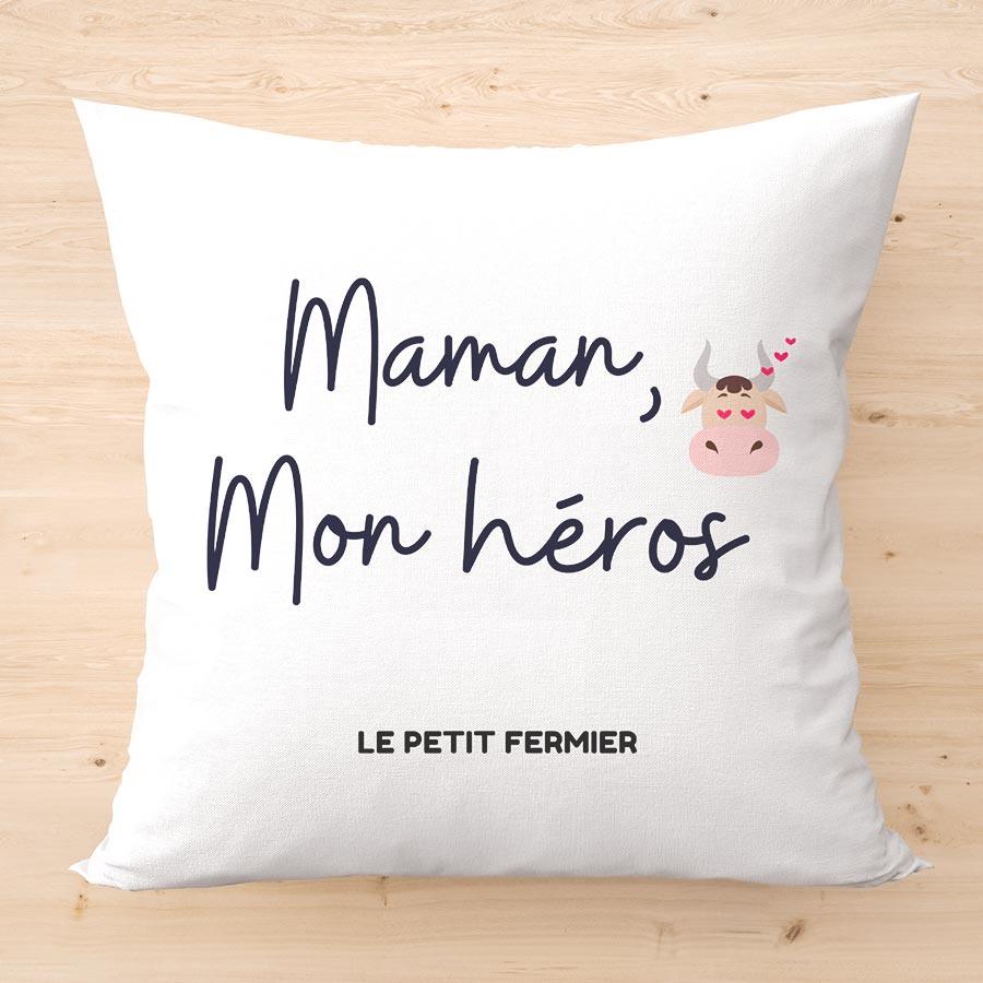 Housse de coussin maman mon héros - Le Petit Fermier