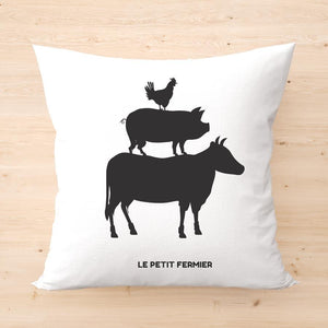 Housse de coussin Poule, Vache, Cochon - Le Petit Fermier