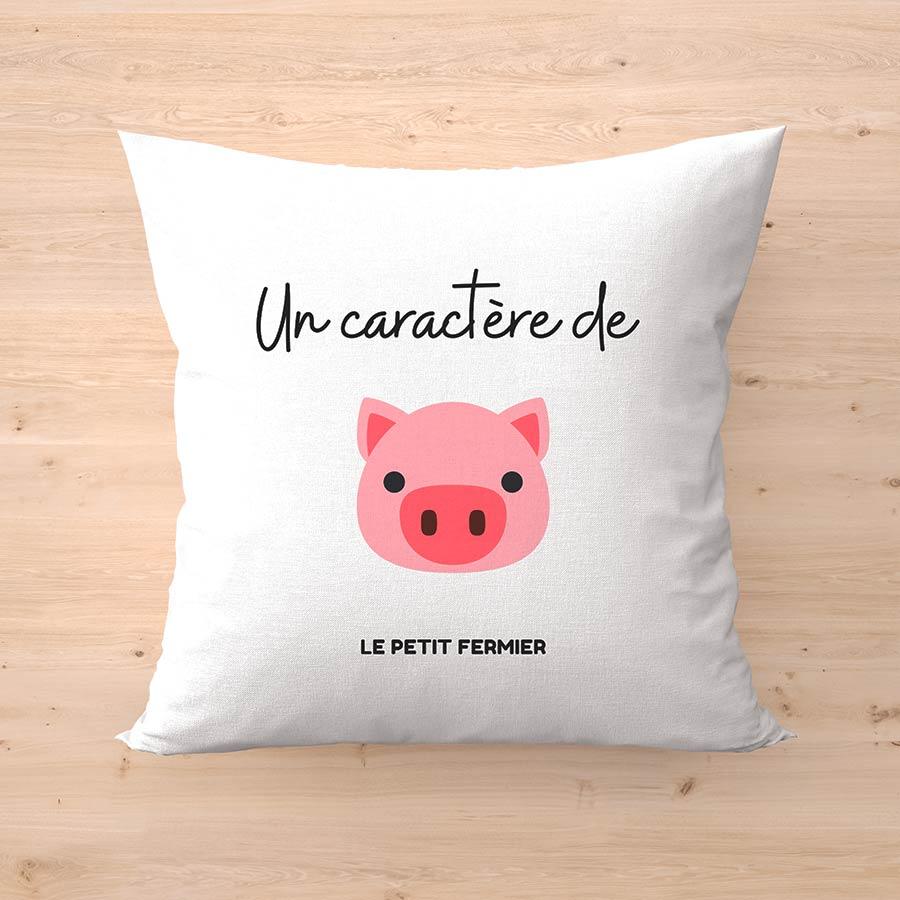 Housse de coussin un caractère de cochon - Le Petit Fermier