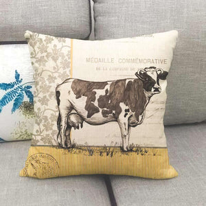 Housse de coussin vache en lin et coton - Le Petit Fermier