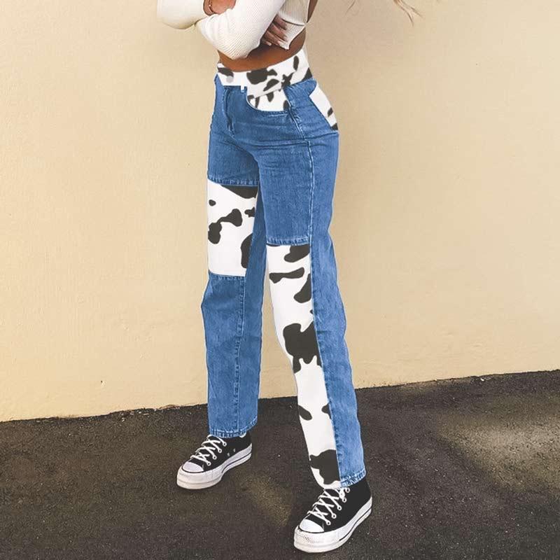 Jean bleu à imprimé vache - Le Petit Fermier