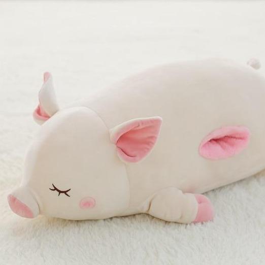 Peluche géante cochon blanc - Le Petit Fermier