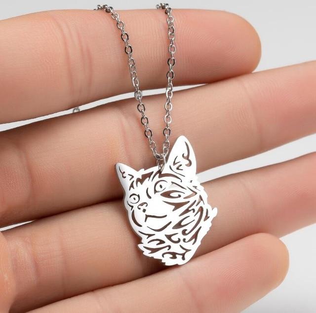 Pendentif tête de chat en acier inoxydable - Le Petit Fermier