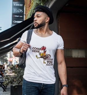 T-shirt coq Come Here I'll pour you some beer - Le Petit Fermier