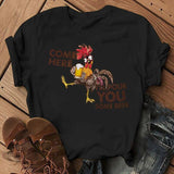 T-shirt coq Come Here I'll pour you some beer - Le Petit Fermier