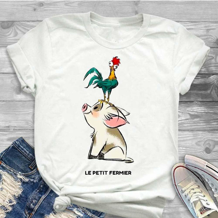 T-shirt coq et cochon - Le Petit Fermier