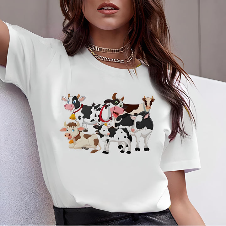 T-shirt famille de vaches cartoon - Le Petit Fermier