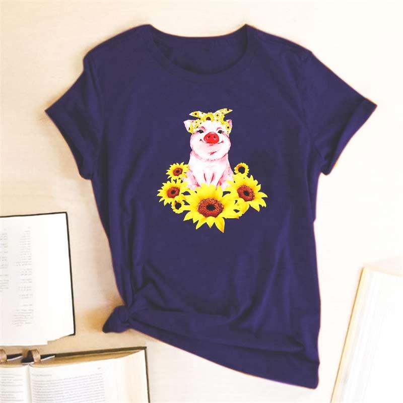 T-shirt le cochon et son tournesol - Le Petit Fermier
