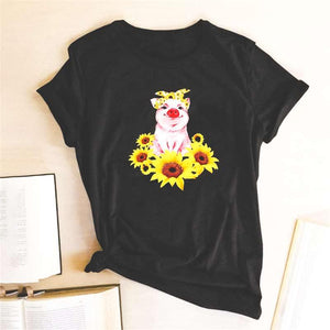 T-shirt le cochon et son tournesol - Le Petit Fermier